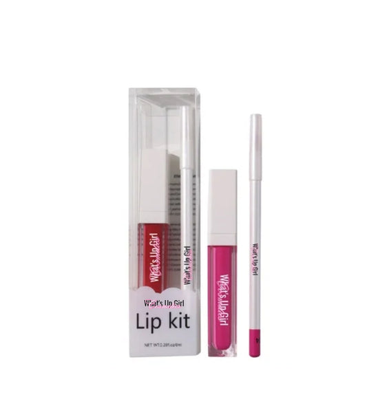 what's up girl cosmetics Liquid Lipstick and Lip Liner Set with Transparent Box